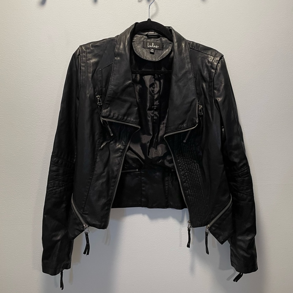 Lulu's Black Faux Leather Moto Jacket - Picture 3 of 3